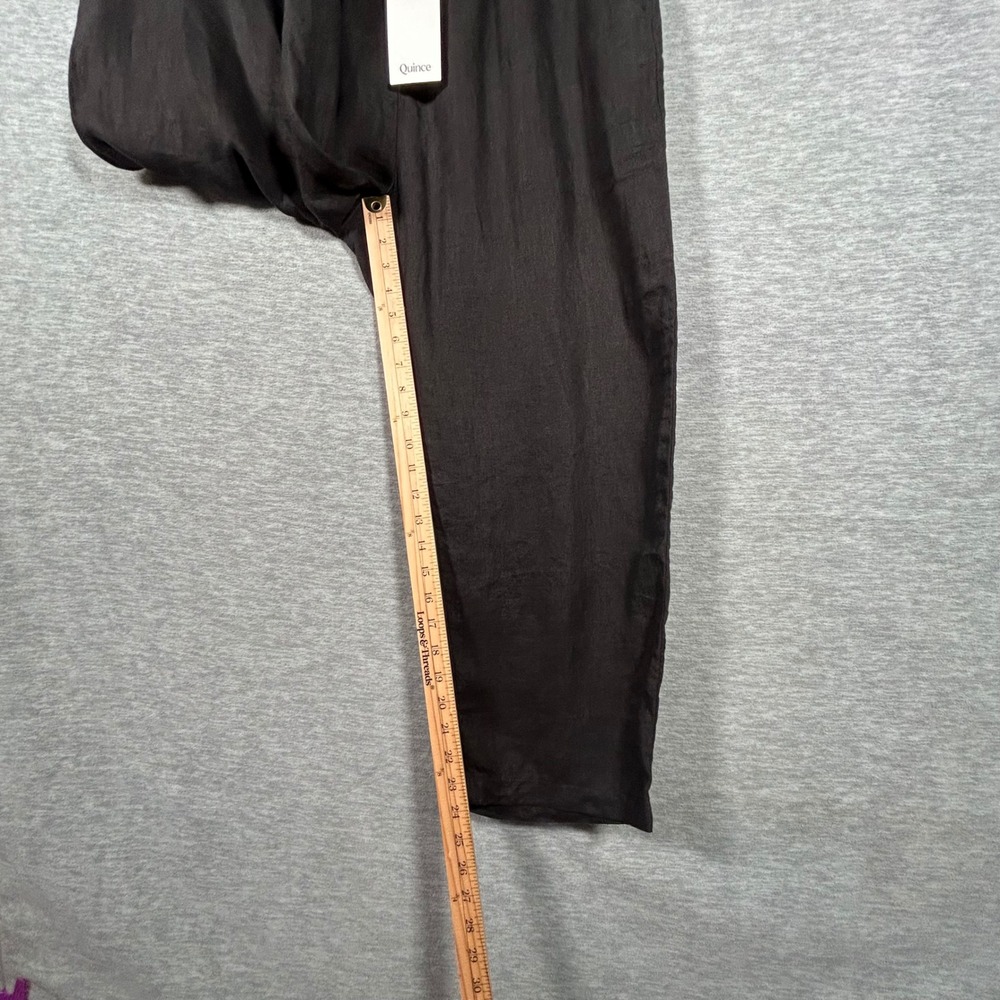 Quince 100% European Linen Pants Womens Large Black Ankle Cropped Lagenlook - Picture 6 of 6